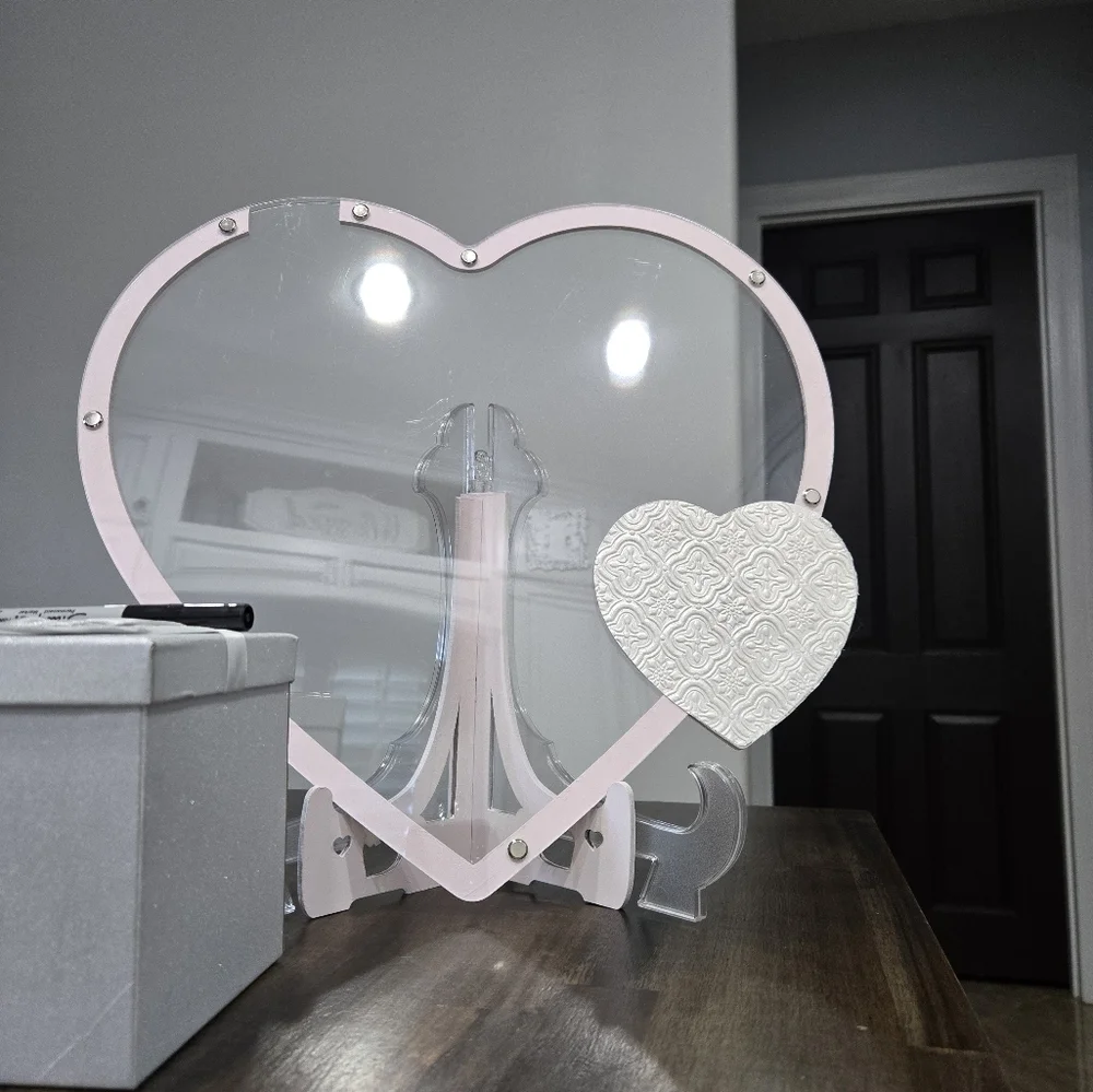 Large Heart-Shaped Pink and Pearl Guest Sign In